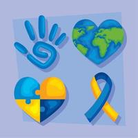 four down syndrome day icons vector