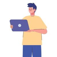 man with laptop computer vector