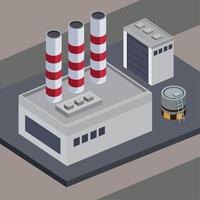 isometric industrial chimney and tank vector