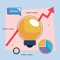 bulb with statistics pie vector