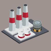 isometric industrial chimney and tanks vector