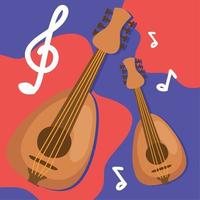 ukuleles and notes vector