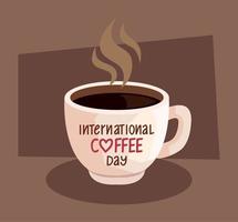 letras del día internacional del café en taza vector