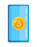 moneda de dinero en el teléfono inteligente vector