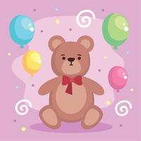 oso de peluche con globos de helio vector