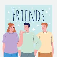 friends lettering and persons vector