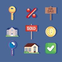 nine real estate icons vector