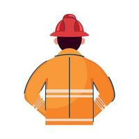 fireman profession back position vector