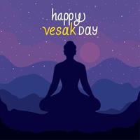 happy vesak day lettering card vector