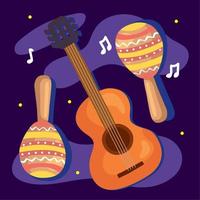 guitarra y maracas vector