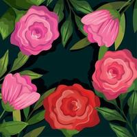 spring roses frame vector