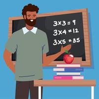 afro male teacher math vector