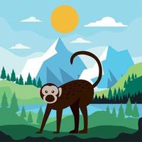 macaque monkey in forest vector