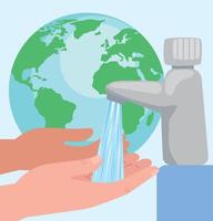 hands washing and earth planet vector