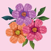 spring flowers and leafs vector