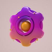 Realistic 3d Gear icon setting symbol Repair optimizing 3d render yellow and purple photo