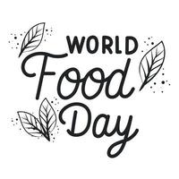 world food day lettering postcard vector