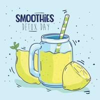 lemon smoothie detox day lettering vector