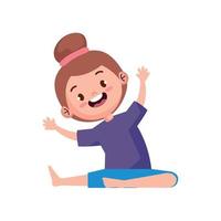 niña feliz en posición de yoga vector