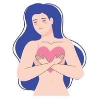 young woman with heart vector