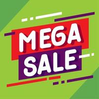 mega sale green marketing banner vector