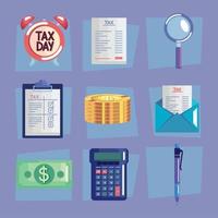 nine tax day icons vector