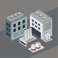 isometric buildings and tanks vector