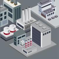 isometric factory with buildings vector