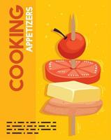 cartel de letras de aperitivos de cocina vector