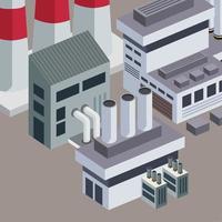 isometric factory with chimneys scene vector