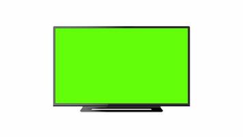 monitor de tv moderno con soporte animación de pantalla verde zoom en televisión led video