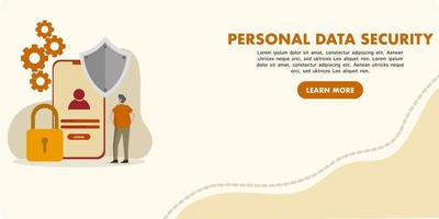 Personal data security on mobile phone, illustration of online data security concept, internet security or information privacy.