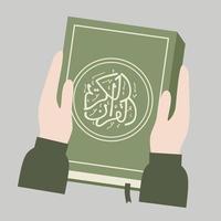 Illustration of hand holding holy quran vector