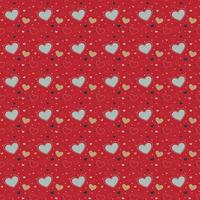 Cute heart seamless pattern vector on red background, christmas wallpaper, digital paper used for computer graphic, craft card, gift wrapping paper and more