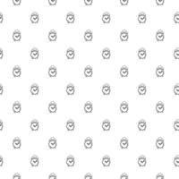 Seamless pattern with doodle alarm clock. Sketch vector black illustration of paint palette and brush. Simple background for print, web and textile design, card, coloring page.