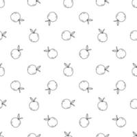Seamless pattern with doodle apples. Sketch vector black illustration on white. Simple fruit background for print, web and textile design, card, coloring page.