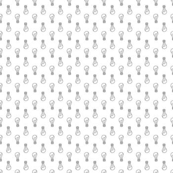 Seamless pattern with doodle light bulb. Sketch vector black illustration on white. Simple background for print, web and textile design, card, coloring page.