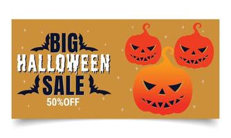 Halloween's sale banner or poster design template. Illustration of a Halloween background. vector