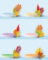 Set of padium and leaves  pastel color vector