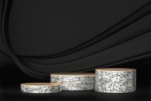 black stage podium decoration suitable for products.3D rendering photo