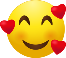 emoji de sorriso positivo com corações png