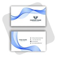 Blue modern business card design with wavy shape vector