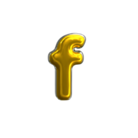 letra amarela mental f 3d renderização png