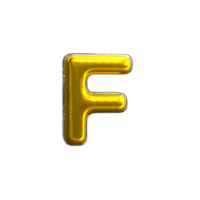 letra amarela mental f 3d renderização png