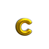 mentaler gelber Buchstabe c 3D-Rendering png