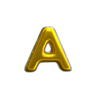 Mental Yellow Letter A 3D Render png