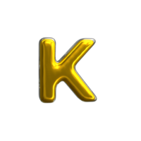 Mental Yellow Letter K 3D Render png