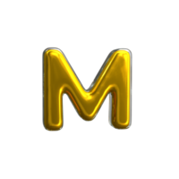 letra amarela mental m 3d renderização png
