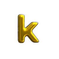 Mental Yellow Letter k 3D Render png