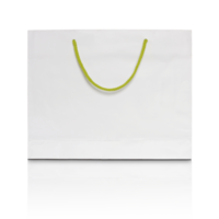bolsa de compras de papel blanco aislada con piso reflectante para maqueta png